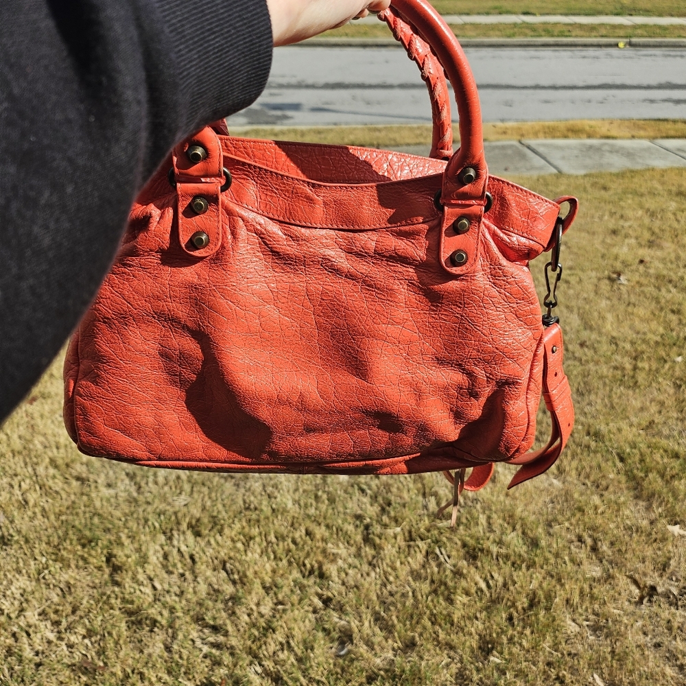 Balenciaga Small City Moto Crossbody Bag 🍊 Rare Orange Red - Picture 6 of 17